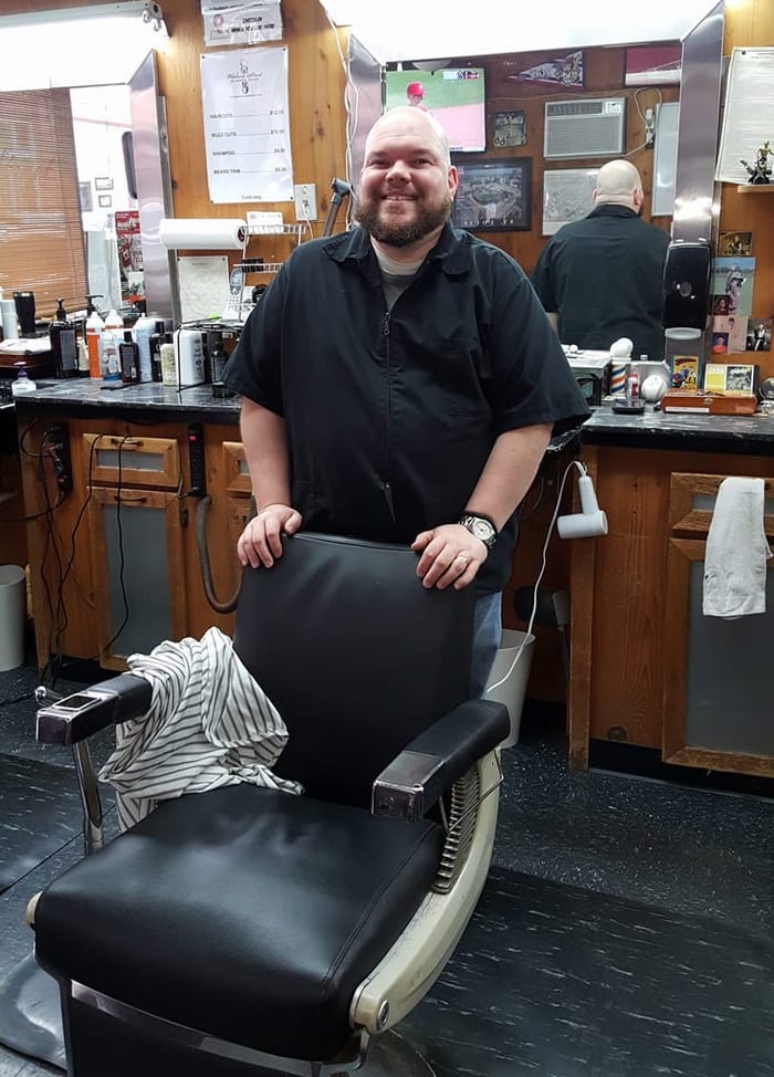 Jim, barber at Walnut Street Barber Shop